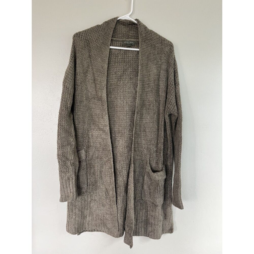 Barefoot Dreams Cozychic Lite Montecito Cardigan Open Duster Brown Gray Size S
